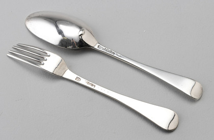 Dutch Silver Hanoverian Tablespoon & Tablefork - Johannes d' Hoy & IW, Middelburg 